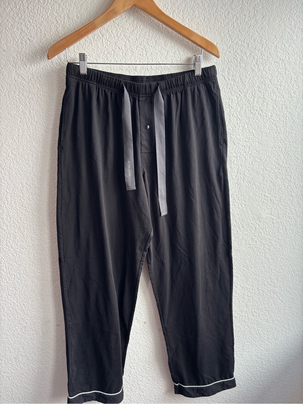 David Archy 100% Cotton Mens Black Drawstring Pajama Pants Size Large